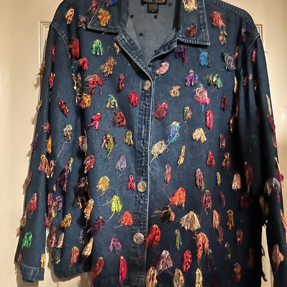 Vibrant Multicolor Embroidered Denim Jacket
